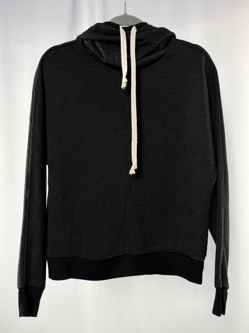 Phat Buddha Black Cowl Neck Hooded Pullover Hoodie Size Small
